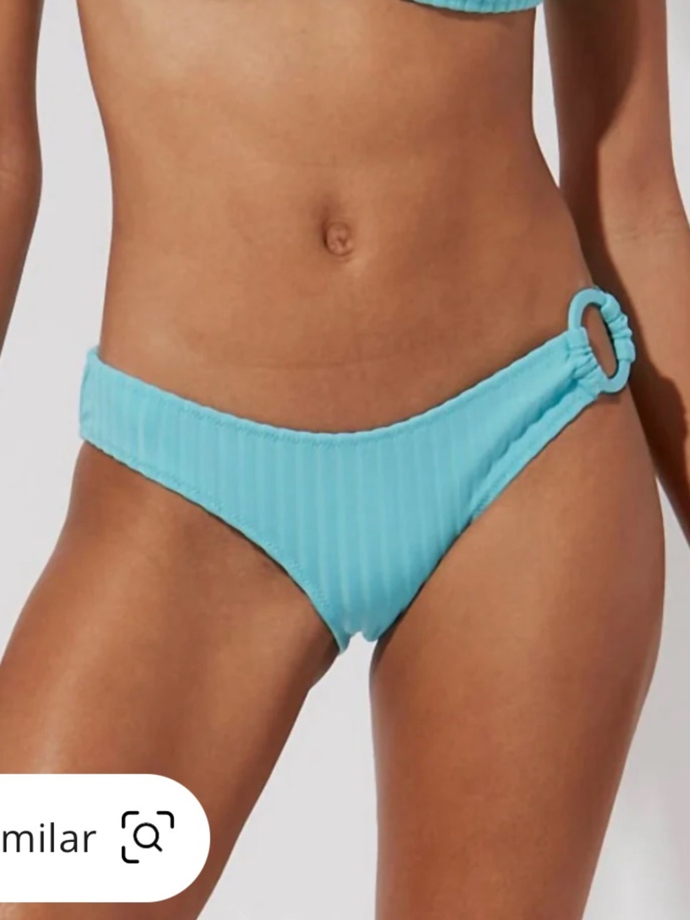 Solid & Striped Elle Ring Bikini Bottom Greek Blue Ribbed Size Medium